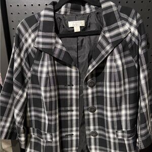 Christopher & Banks Black and Gray Plaid Blazer